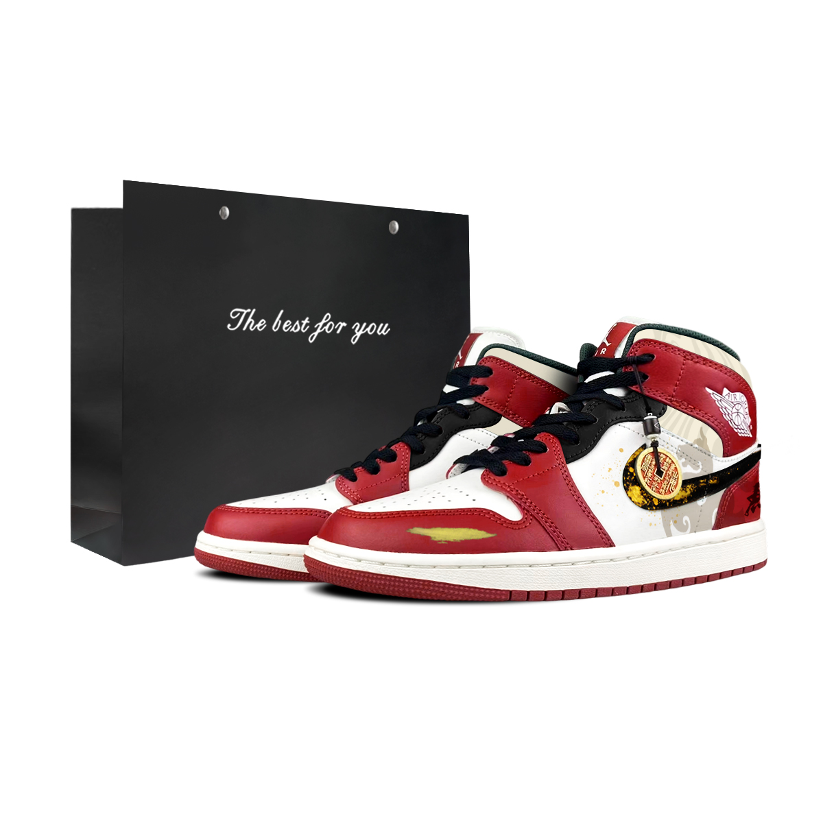 

Jordan Air 1 устойчивые к истиранию мид-топ винтажные баскетбольные кроссовки unisex красный белый