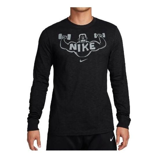 

Футболка Nike Dri-FIT Long Sleeve Fitness T-Shirt 'Black', черный