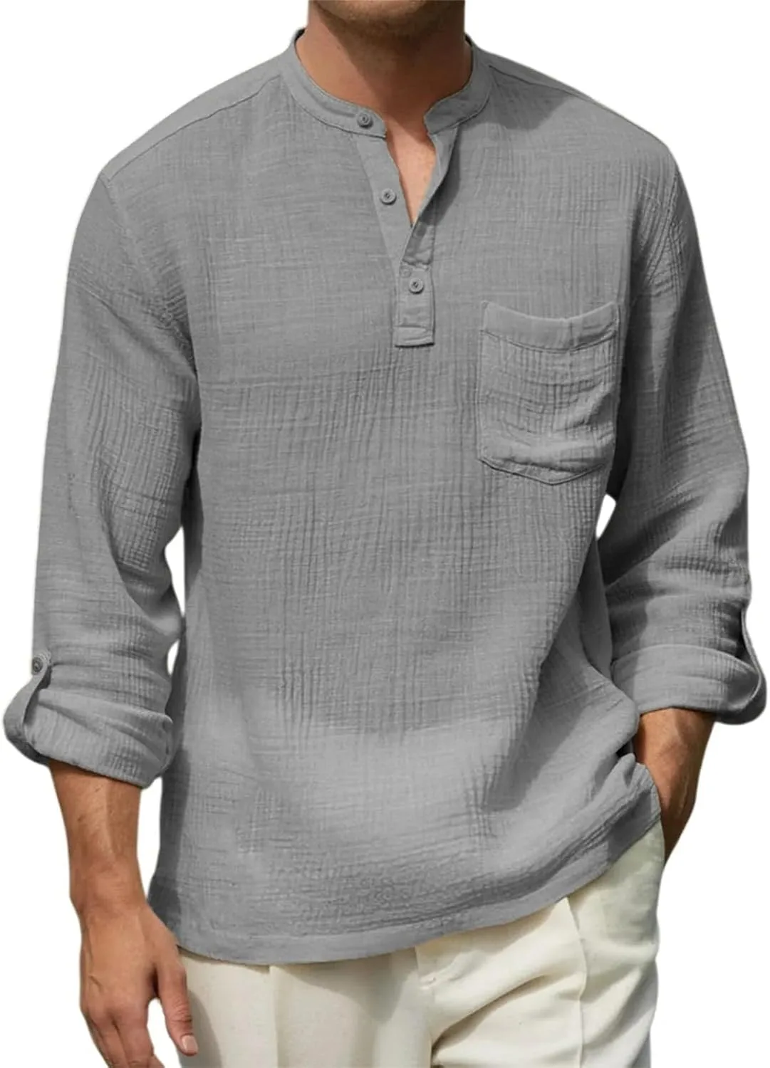 

Рубашка Henley с длинным рукавом для мужчин, Linen, Business Casual SdGgsgv