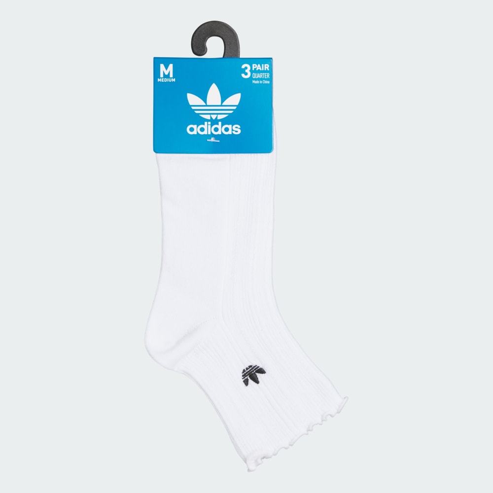 Носки Adidas Unisex Originals Ruffle 3-Pack Quarter, белый/черный — фото 2