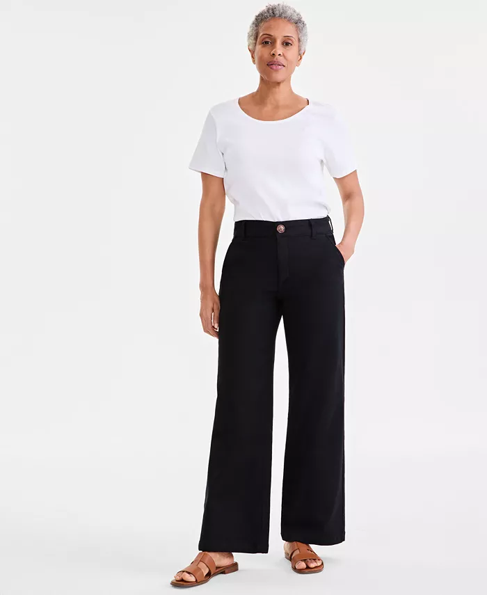

Узкие брюки с завышенной талией из жаккардовой ткани Style & Co, черный