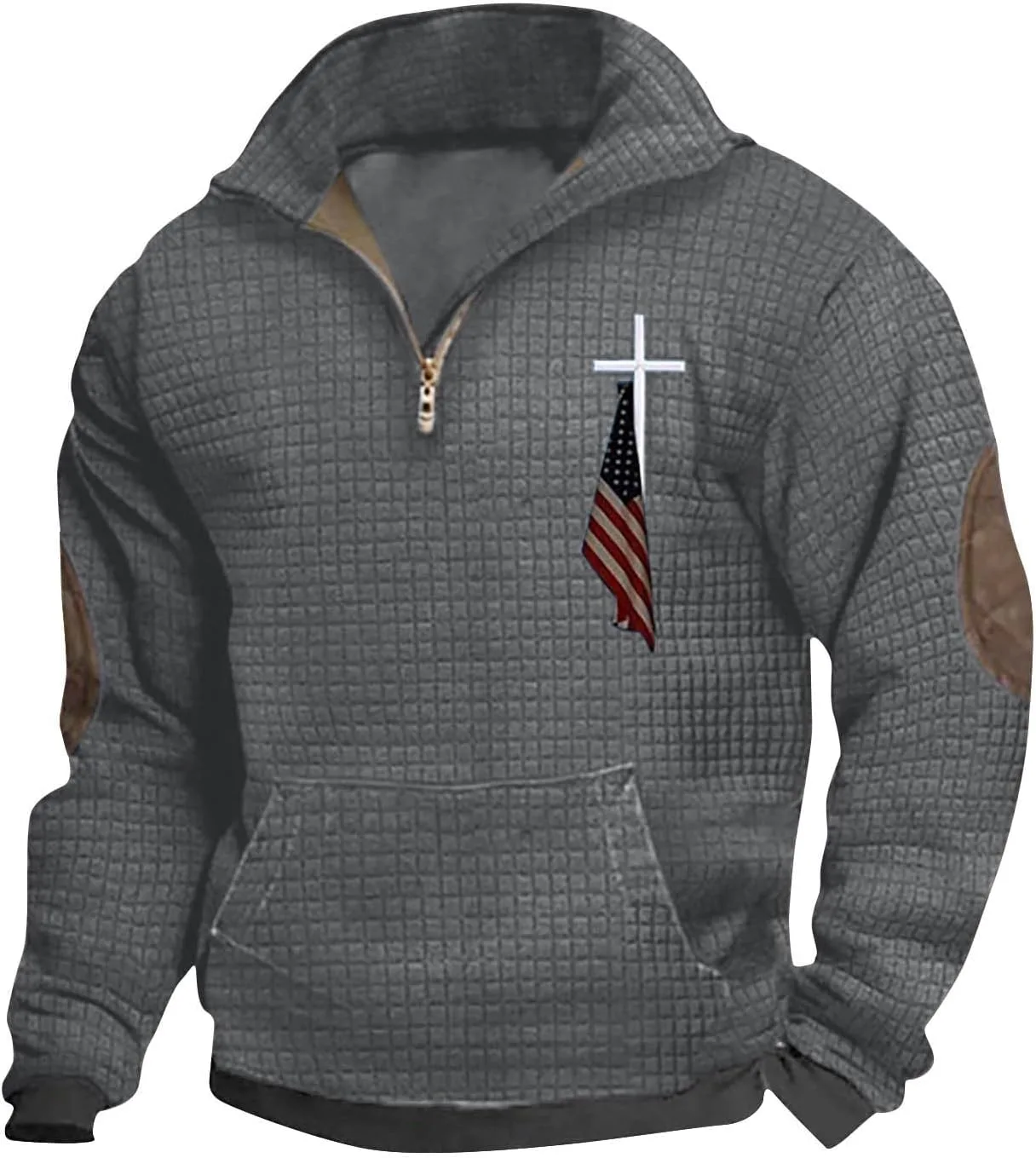 

Мужской свитшот с капюшоном, 1/4 молнии, стойка, свободный крой