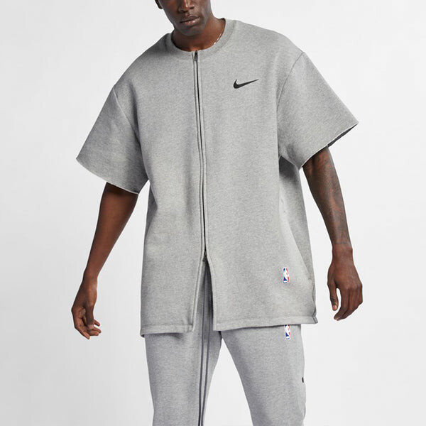 Толстовка Men's Nike NRG Ti Warm Up Top x Fear of God FOG Gray Zipper Short Sleeve Tops 'Dark Grey Heather Black', серый — фото 3