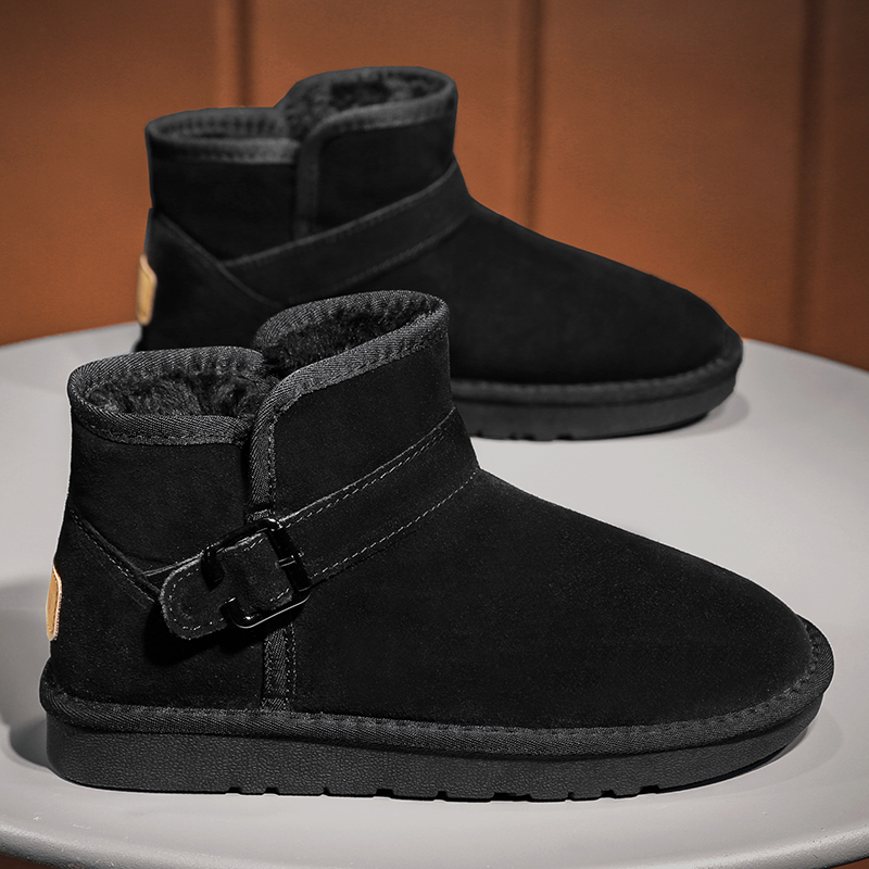 Термостойкие устойчивые к истиранию нескользящие короткие полусапоги Snow Boots мужские Shiozawa, серый — фото 3