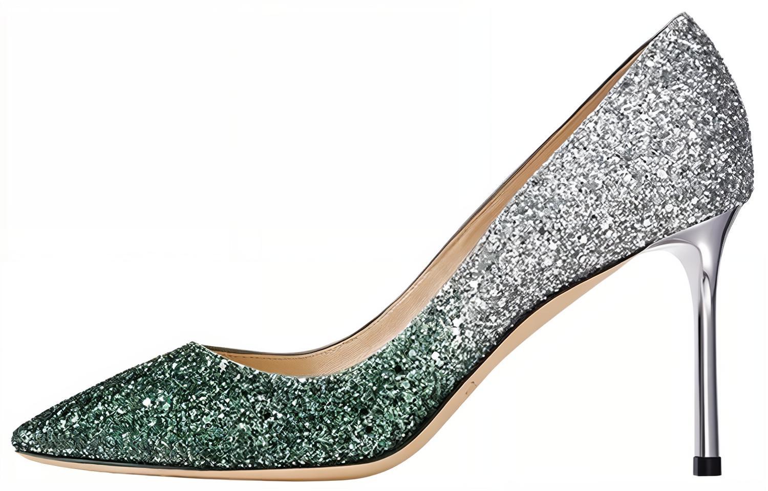 ROMY 85 Slim Heel Высокие каблуки Женские Серебристо-зеленые Jimmy Choo — фото 2