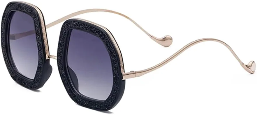 

Большие солнцезащитные очки неправильной формы для женщин, блестящие солнцезащитные очки с бриллиантами, многоугольные солнцезащитные очки MTZJH, C1 Diamond Gray