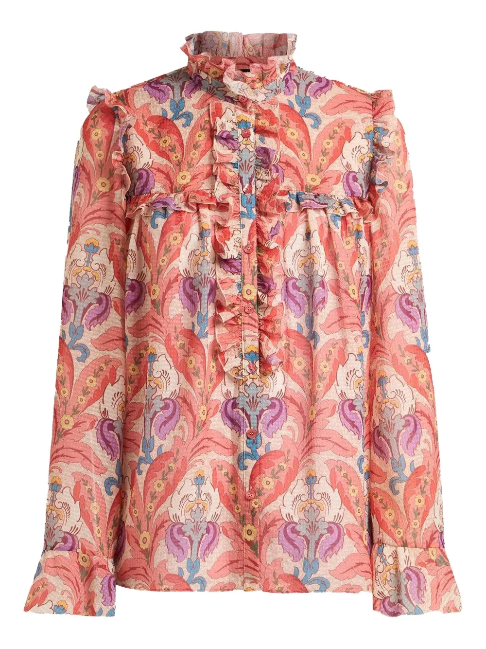 

Ruffle-detailed floral blouse ETRO, розовый