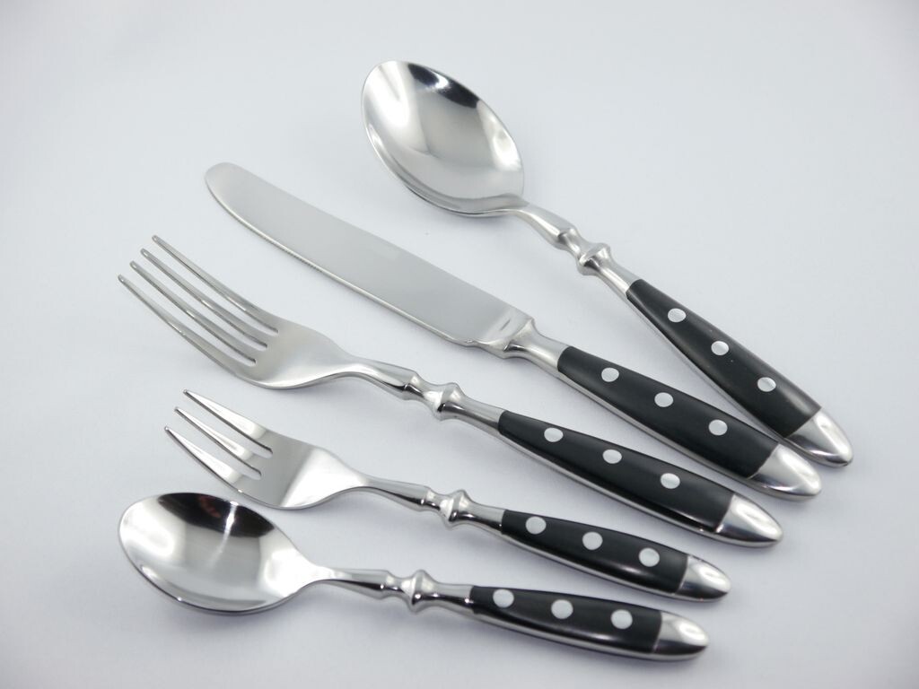 

Эсмейер 40 шт. Набор столовых приборов для меню НОСТАЛЬГИЯ Western Country Bistro Country House 18/0 нержавеющая сталь - цельнокованый Ручки: ЧЕРНЫЕ заклёпанные - 8 персон Esmeyer