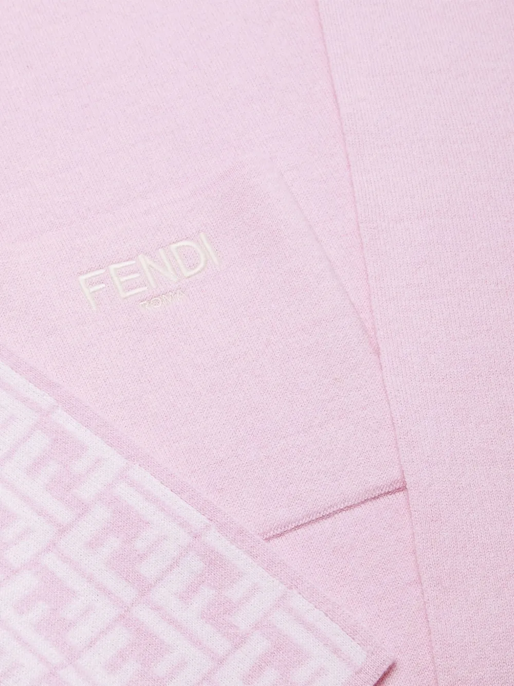 Шерстяной плащ с капюшоном и монограммой FF FENDI KIDS, розовый — фото 4