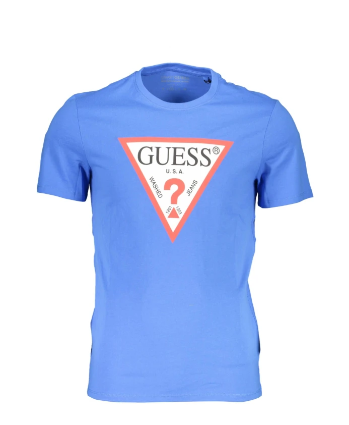 

Хлопковая футболка с логотипом Guess, синий