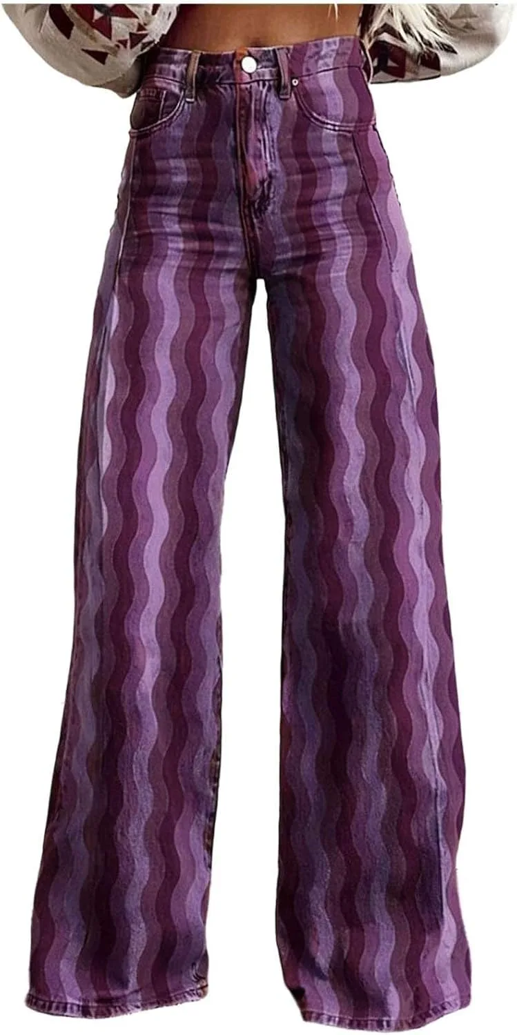 

Женские брюки палаццо High Waist Wide Leg с принтом Boho Wave OELNWED