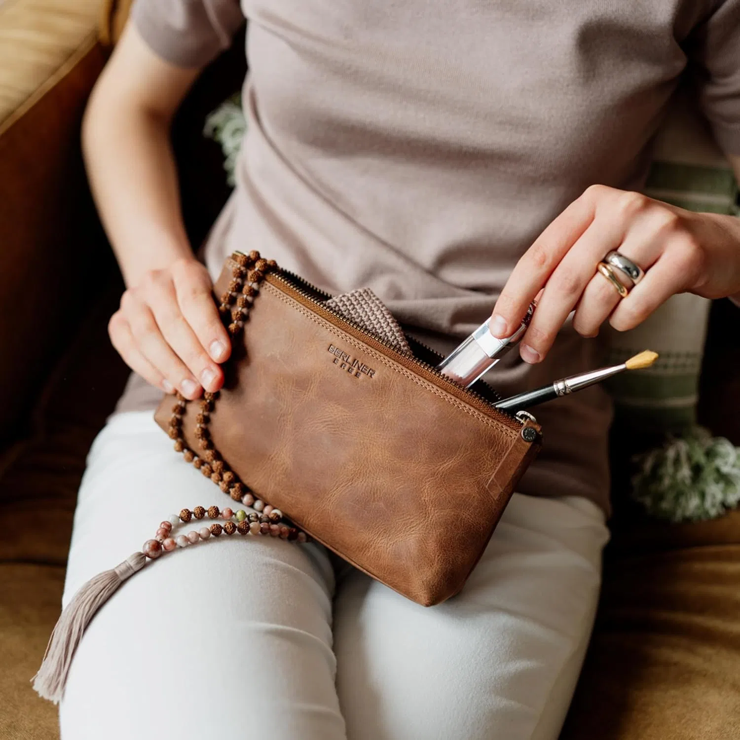 Косметичка Berliner Bags Vintage Anna из кожи Berliner Bags, Camel — фото 2