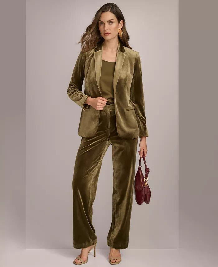 

Женский бархатный блейзер и прямые брюки Donna Karan New York, фиолетовый