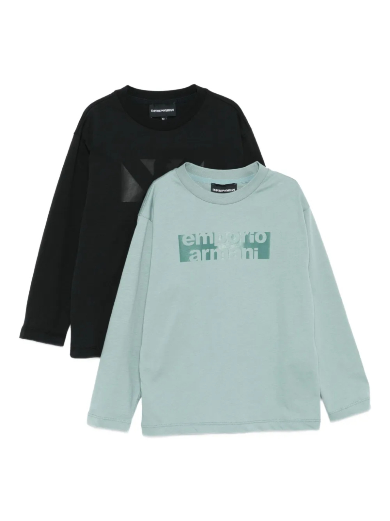 

Детский топ с длинными рукавами и логотипом Emporio Armani (комплект из двух) Emporio Armani Kids, синий