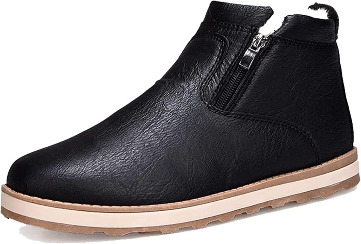 

Мужские зимние ботинки Yiozoi, утепленные ботинки для улицы, повседневной носки, удобные высокие, с двойной молнией, ветронепроницаемые кожаные туфли, черный