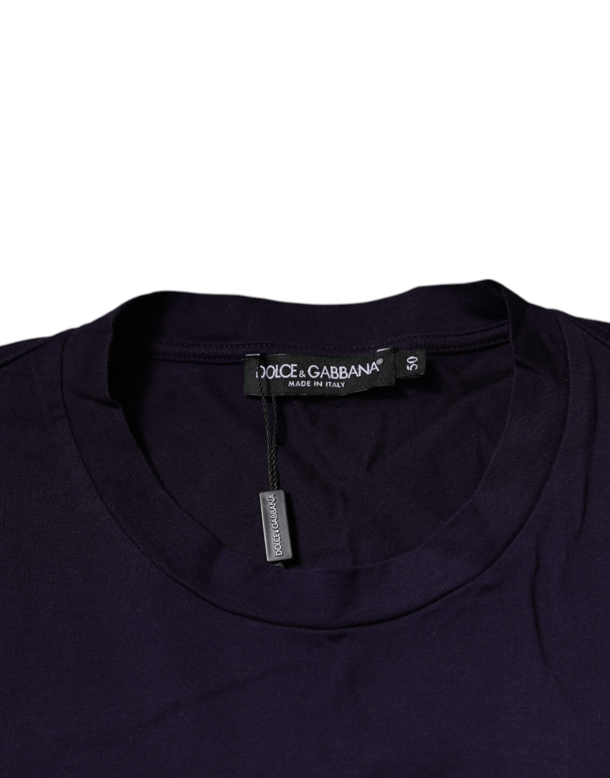 Футболка с круглым вырезом из хлопка с логотипом DG Purple Dolce & Gabbana — фото 4