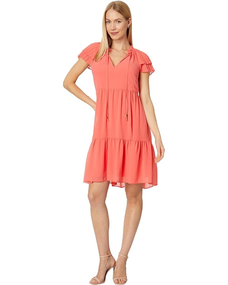 

Платье Vince Camuto Chiffon Pleated Sleeve Float, цвет Mango