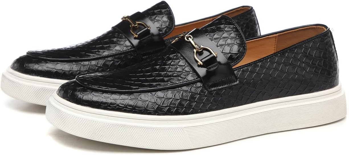 

Мужские слипоны Santimon с плетеным верхом, кожзам, носок-мокасин, туфли для вечеринок и торжеств, черный