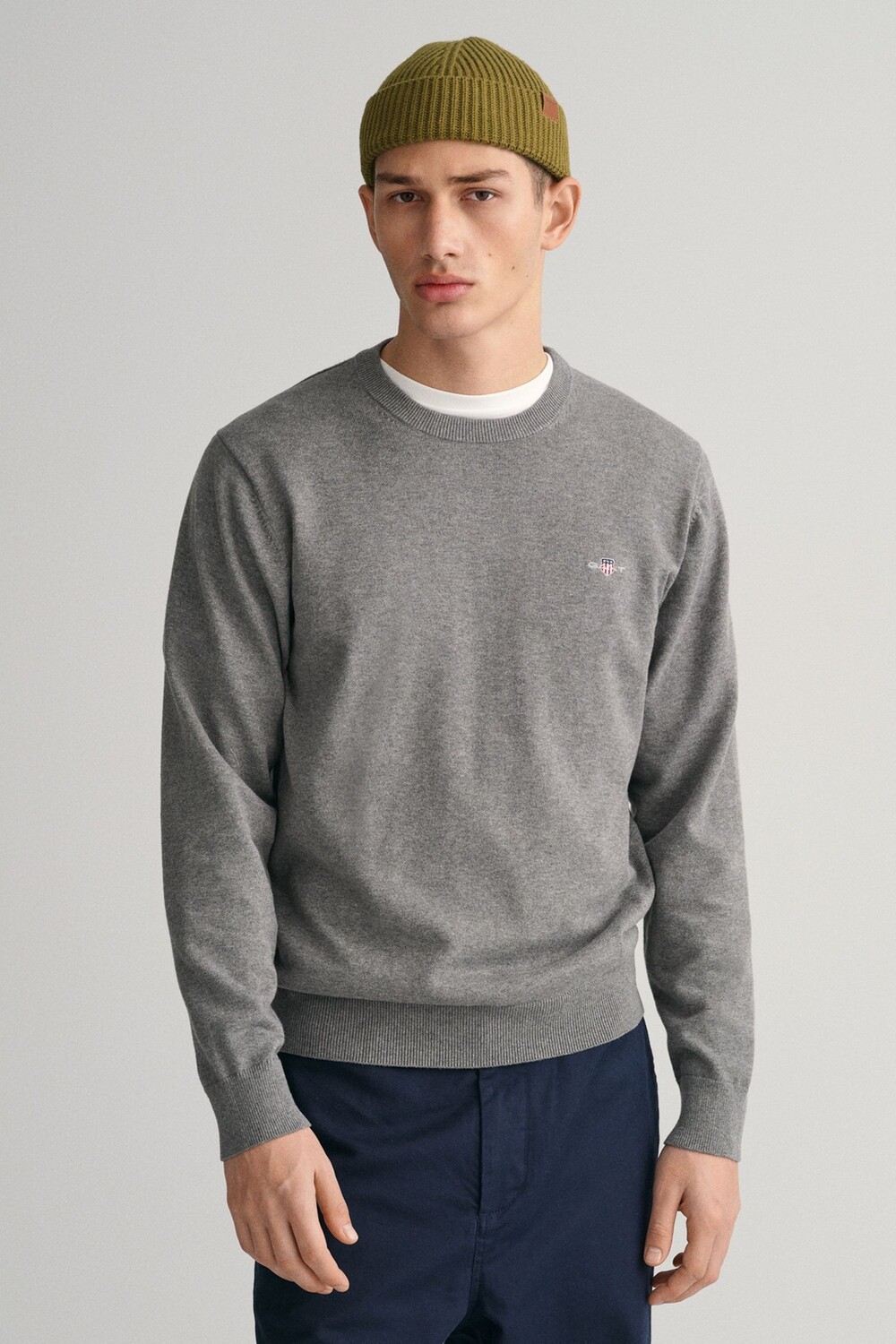 

Gant Classic из меланжевого хлопка с круглым вырезом GANT, серый