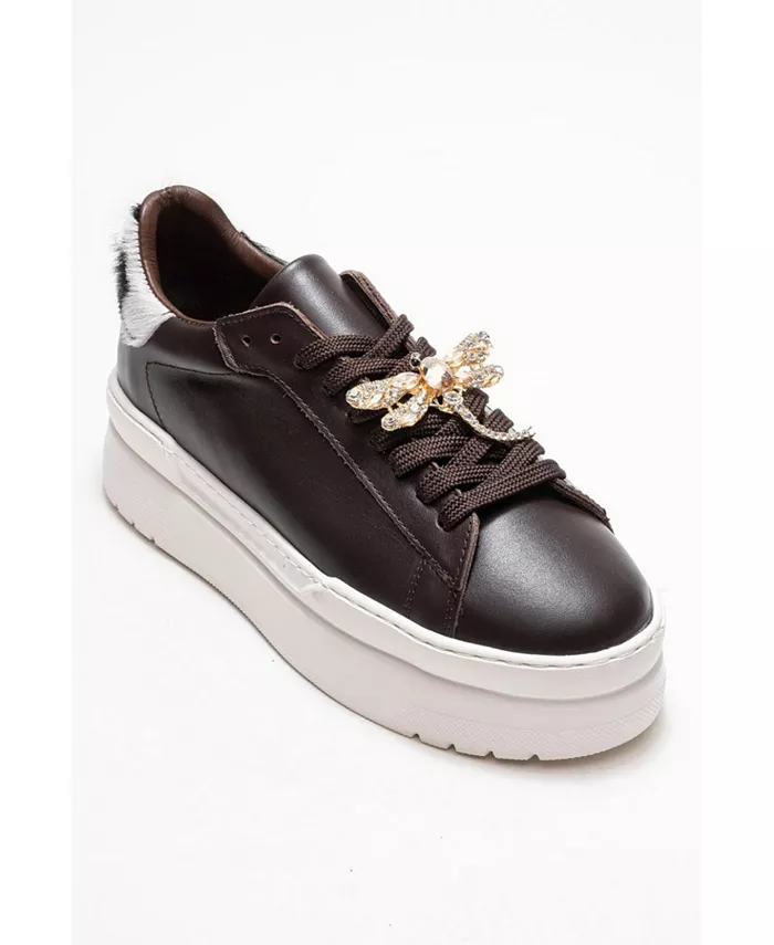 Лакированные кожаные кроссовки с пряжкой Laren (женские) Forever & Always Shoes, коричневый