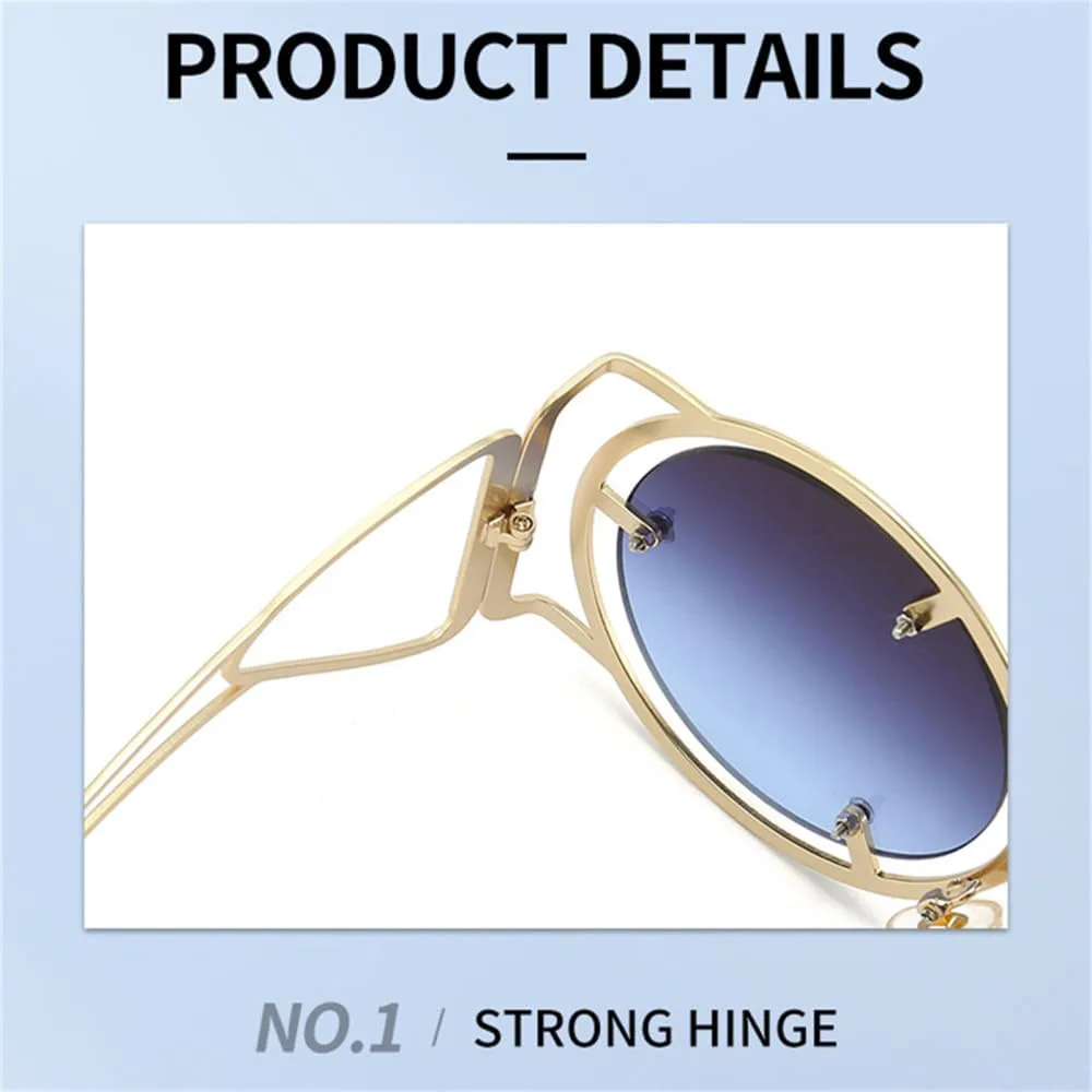 

Круглые солнцезащитные очки в стиле стимпанк для женщин, панк, металлическая оправа, солнцезащитные очки, защита от ультрафиолета UV400 HDUBFY, Gold-brown