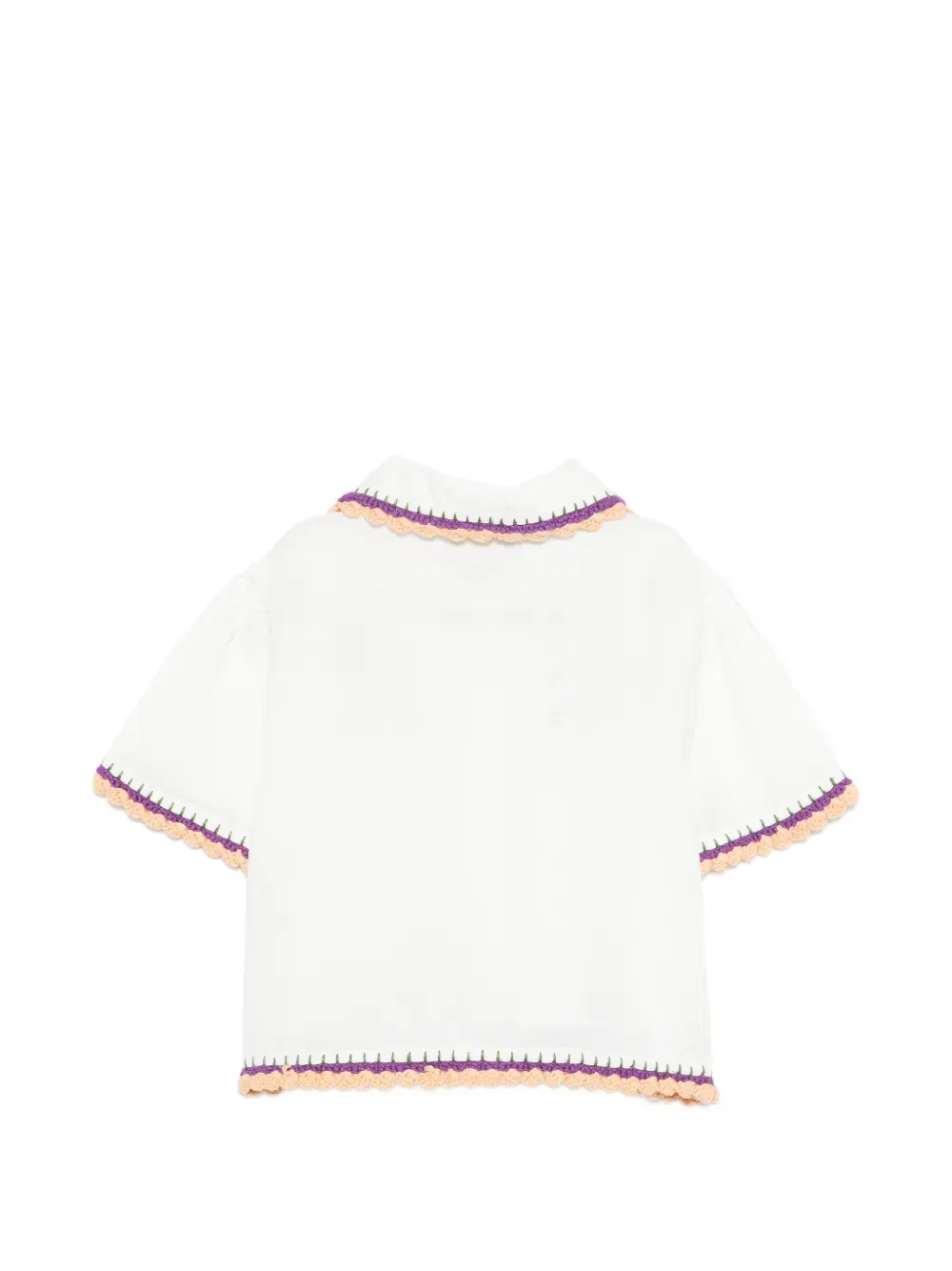 Топ с воротником питер пэн и вышивкой Stella Mccartney Kids, белый — фото 2
