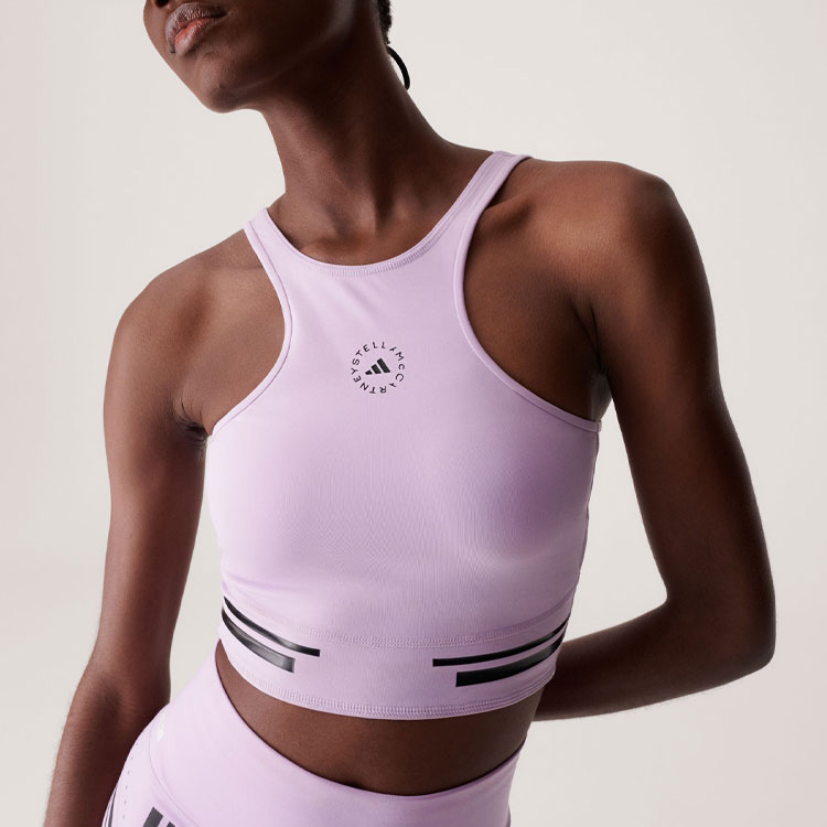 Футболка кроп с принтом логотипа Truepace Running Adidas, розово-фиолетовая — фото 4