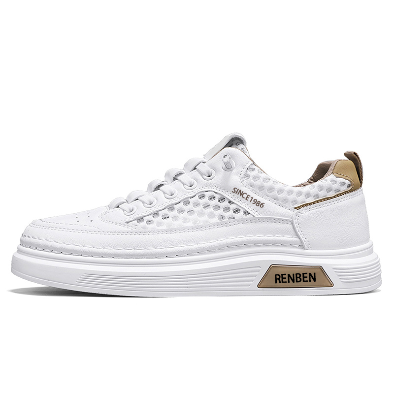 

Легкие и дышащие низкие мужские кроссовки для скейтбординга RENBEN, White Khaki