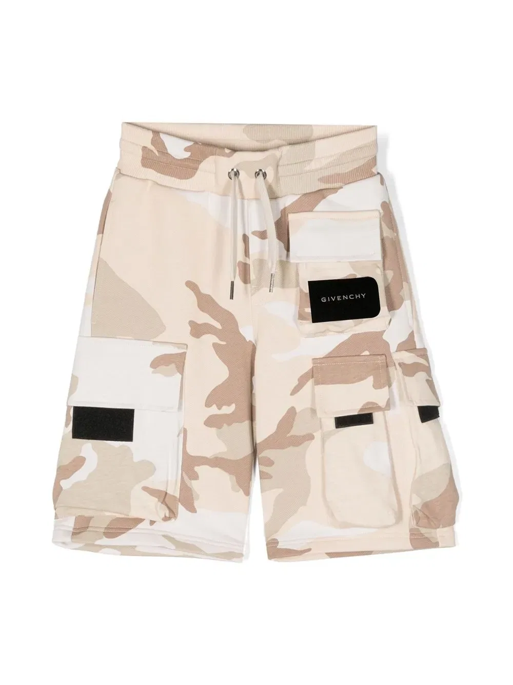 Камуфляжные хлопковые шорты-карго Givenchy Kids, нейтральный