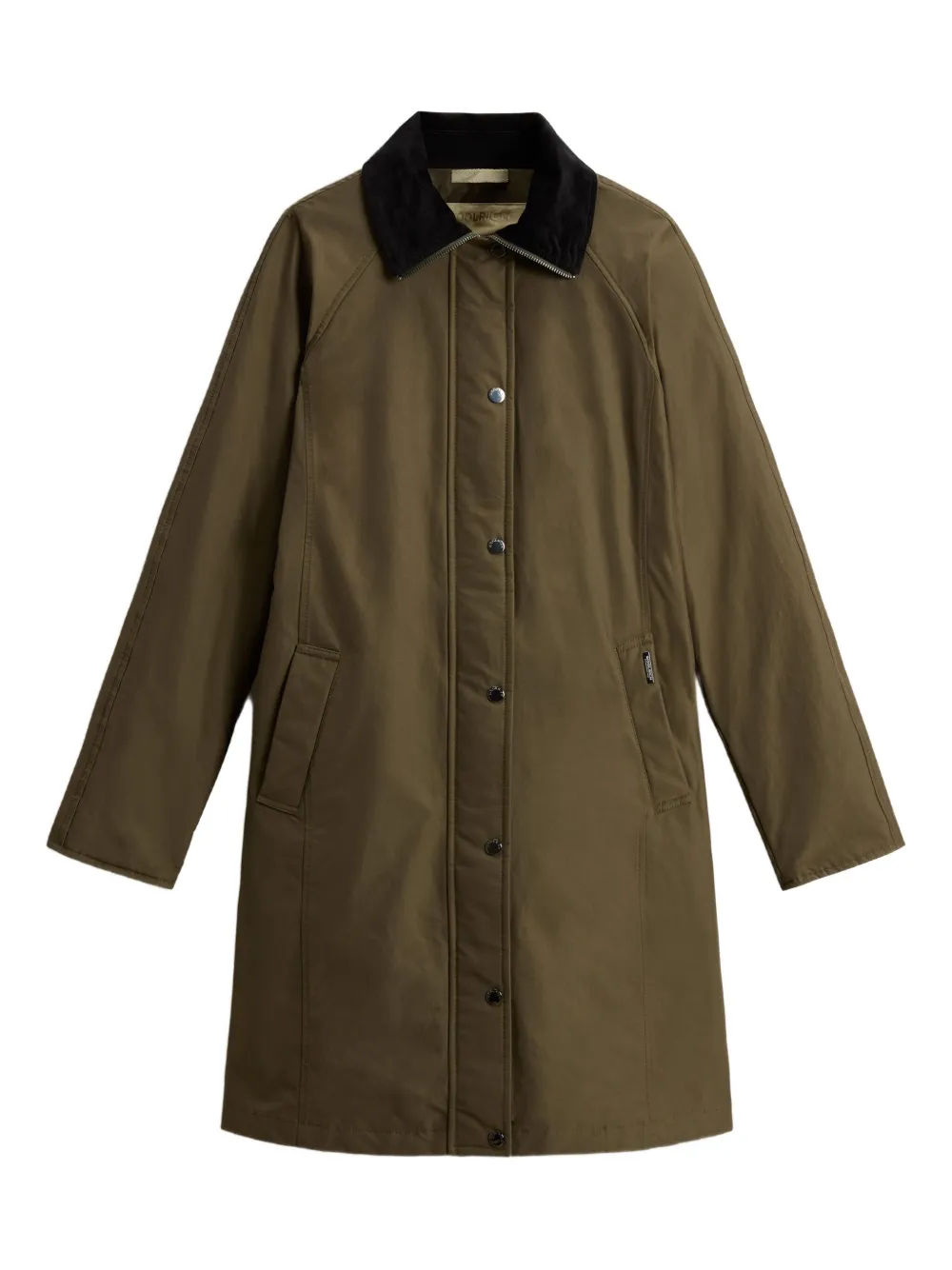 

Однобортное пальто с вельветовым воротником WOOLRICH, зеленый