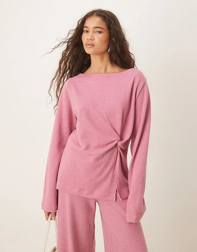 

Супермягкий лонгслив с открытыми плечами и длинными рукавами ASOS DESIGN - РОЗОВЫЙ