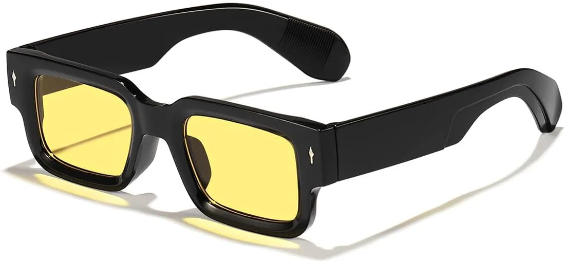 

Солнцезащитные очки IKANOO в квадратной толстой оправе для женщин и мужчин, ретро-очки в прямоугольной форме, модные массивные очки черного цвета, Yellow