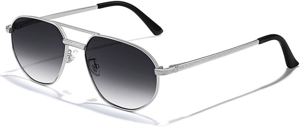 

Ретро солнцезащитные очки для мужчин и женщин, многоугольные металлические солнцезащитные очки с двойной перемычкой, защита от ультрафиолета UV400 MTZJH, C05 Silver Ocean Ash