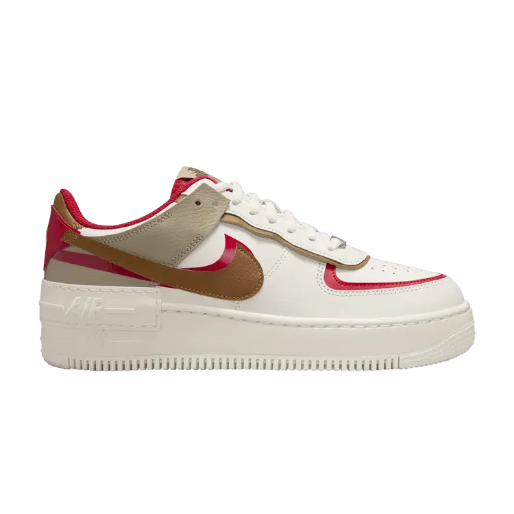 

Кроссовки Nike Wmns Air Force 1 Shadow Phantom Fire Red Khaki, кремовый