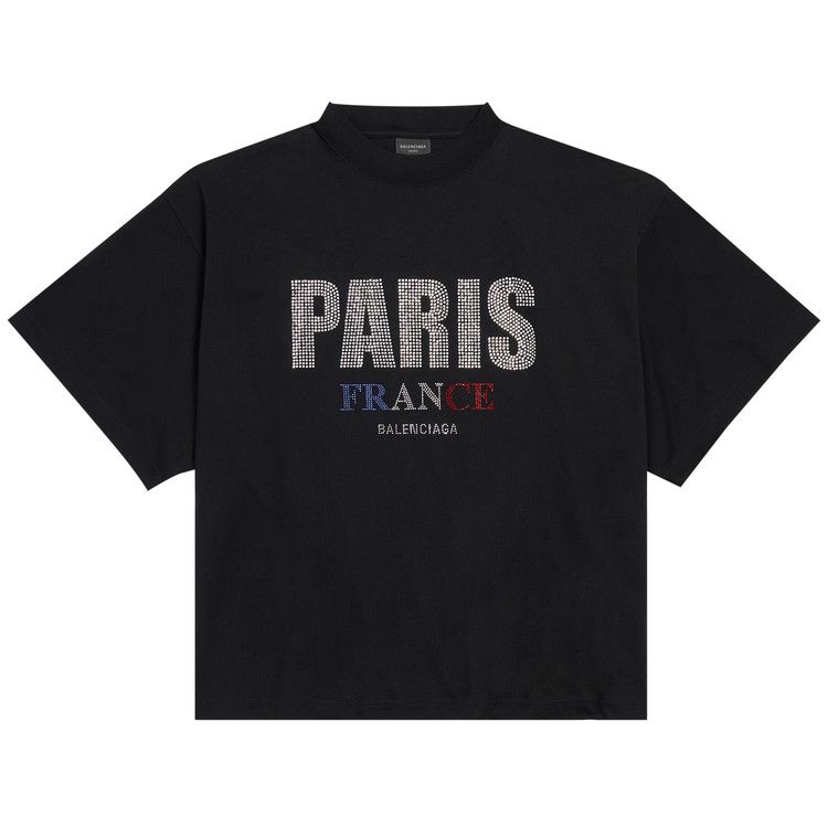 

Футболка Balenciaga Paris Strass Cropped T-Shirt, Black