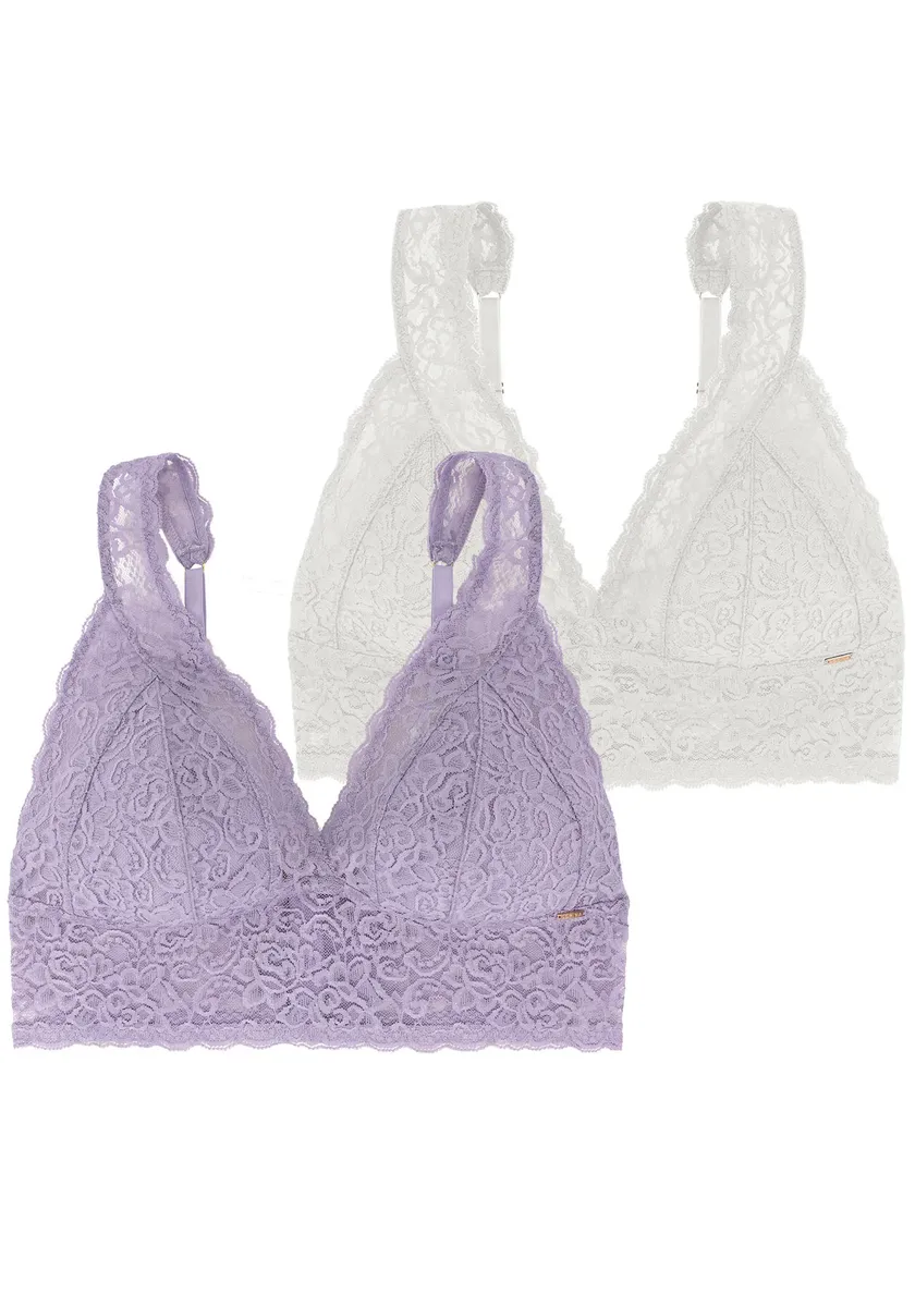 

Бралетт Dorina "Lana", XS-4XL, без косточек, с цветочным кружевом, цвет Purple-Ivory