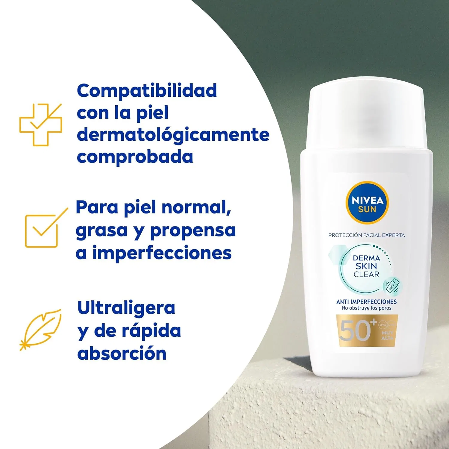 Солнцезащитный крем для лица NIVEA SUN Derma Skin Clear Dry Finish SPF 50+ Nivea Sun — фото 3