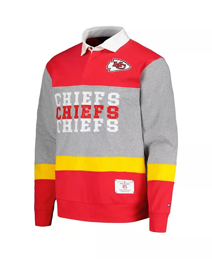 Мужская красная оверсайз рубашка-поло с длинным рукавом Kansas City Chiefs Connor в регбийном стиле Tommy Hilfiger — фото 2