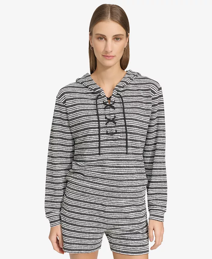 

Женская толстовка Heritage Striped Hoodie со шнуровкой Marc New York, черный