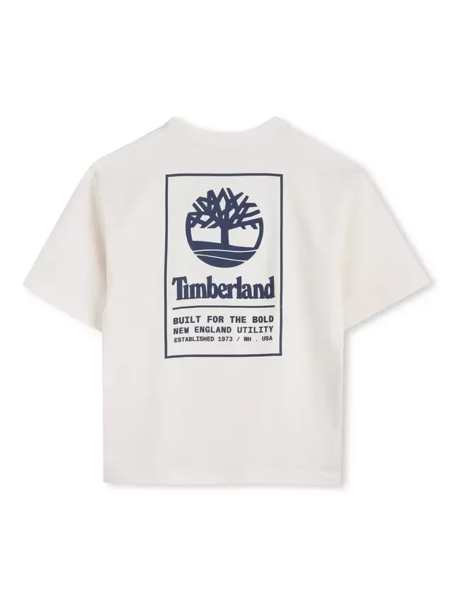 Детская футболка с графическим принтом на спине, белая Timberland — фото 2