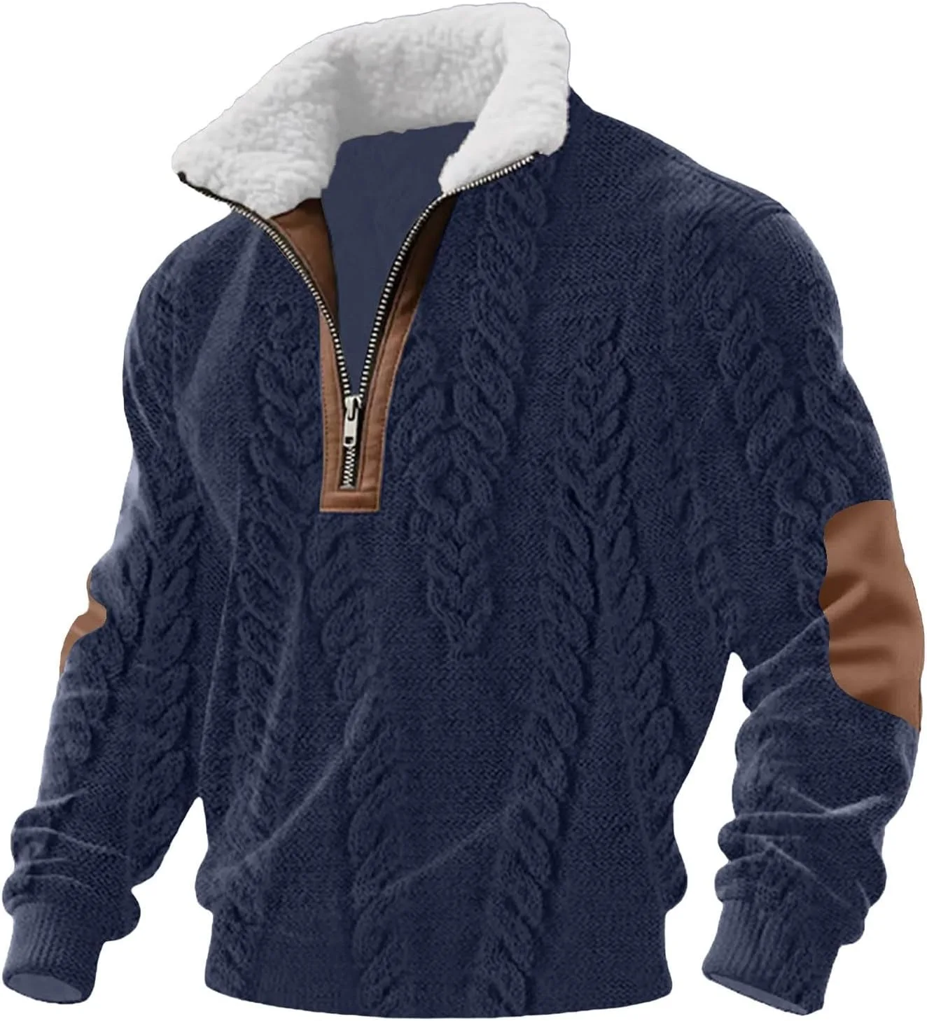 

Мужской свитер с воротником стойкой и этническим принтом