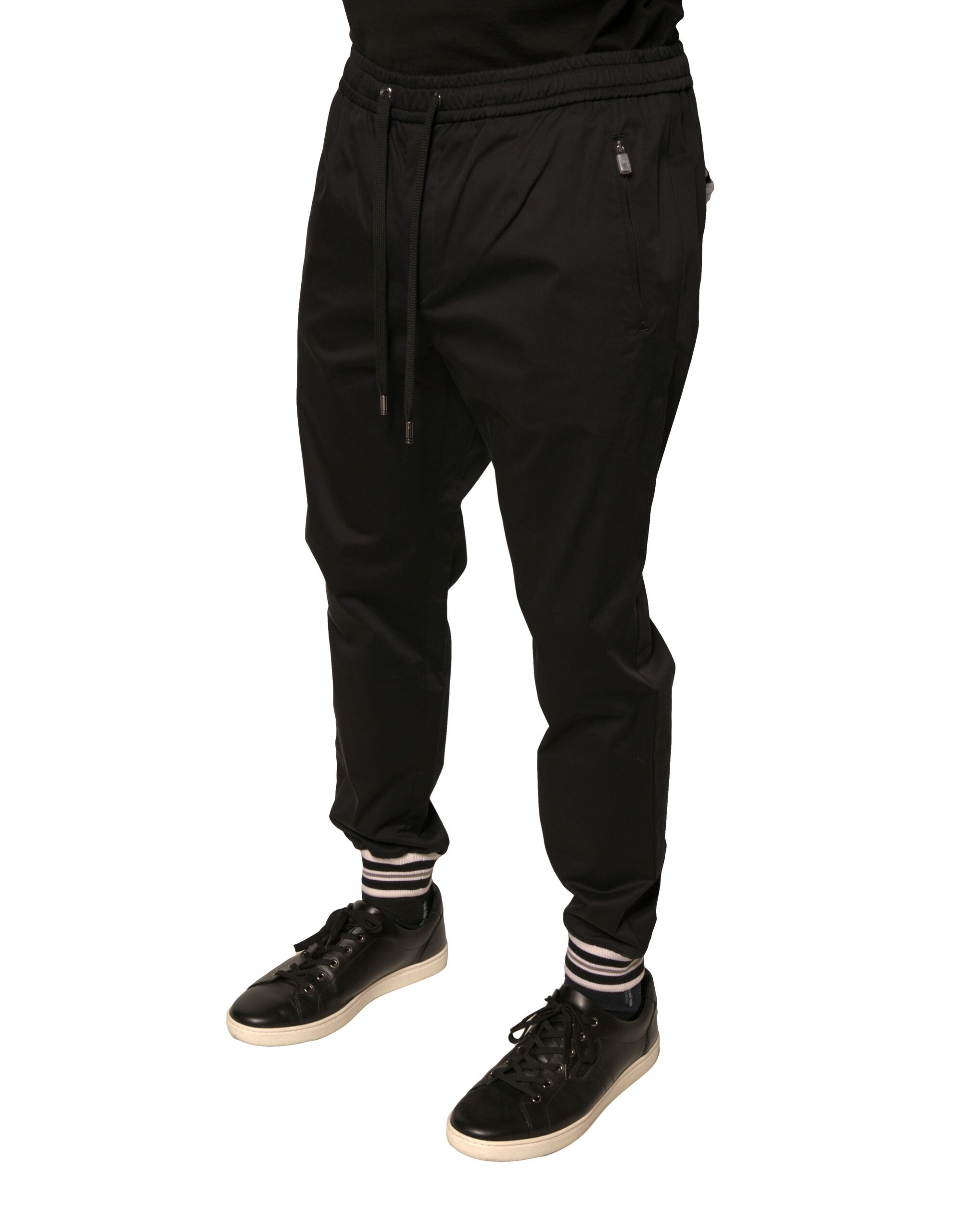Черные хлопковые эластичные спортивные штаны Jogger Dolce & Gabbana — фото 2
