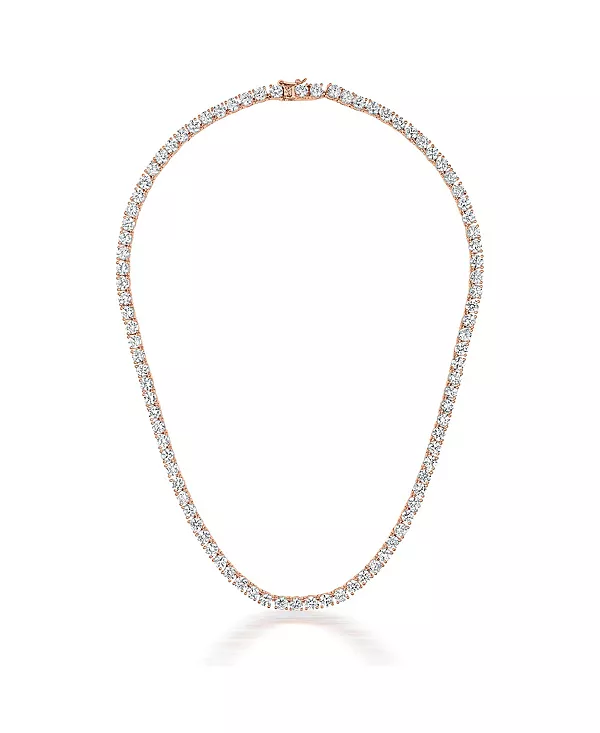 

Теннисное ожерелье из стерлингового серебра с прозрачными кубическими цирконами 4 мм Genevive, pink