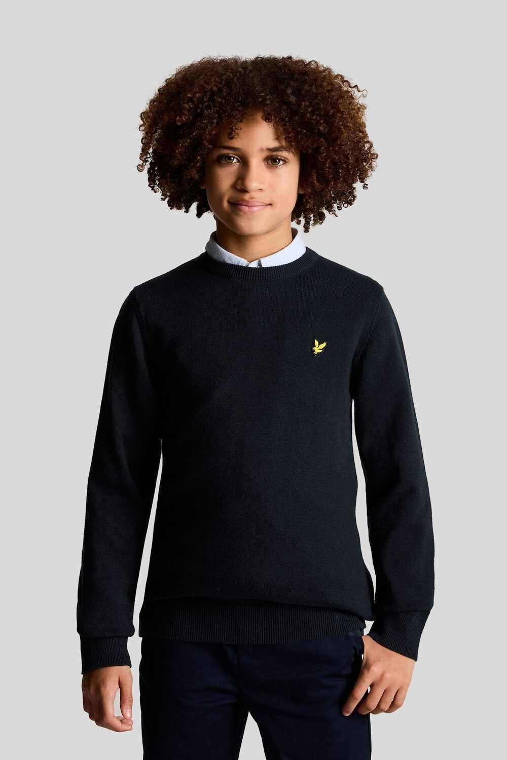 

Хлопковый свитер для мальчика с круглым вырезом Lyle & Scott, синий