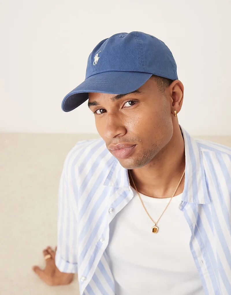 

Бейсболка из твила с логотипом Polo Ralph Lauren, средне-синего цвета