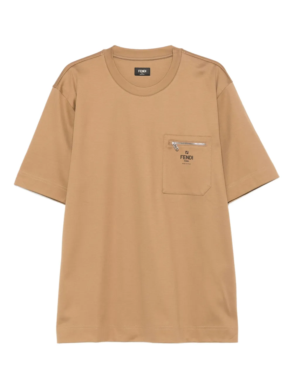 

Футболка с карманом на молнии Fendi, коричневый