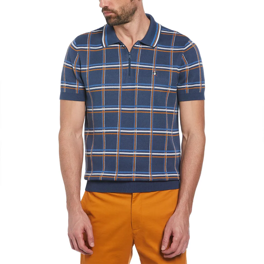 

Поло Original Penguin 1/4 Zip Plaid, синий