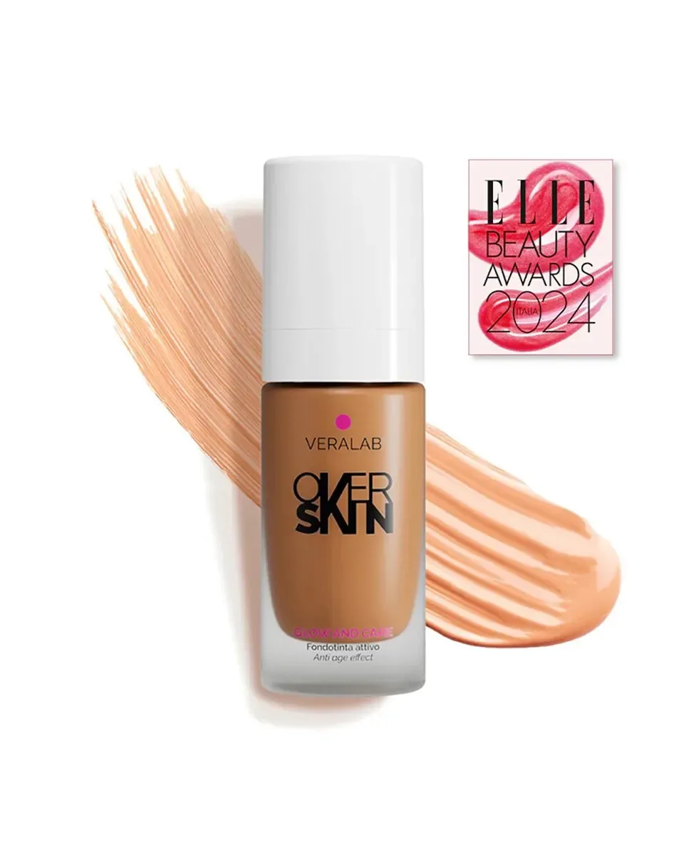 Тональная основа Glow And Care 30 мл Overskin Veralab, 10 Cinnamon - Medium — фото 2