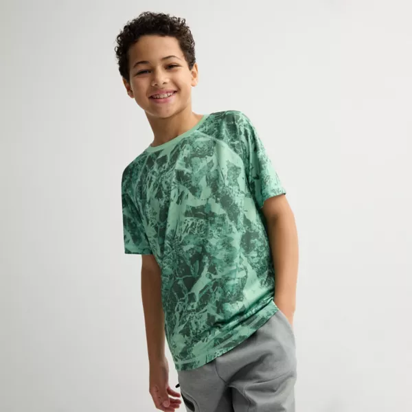 

Футболка Dry Tek для мальчиков 8-20 лет, обычная и с принтом хаски Tek Gear, цвет digital marble green