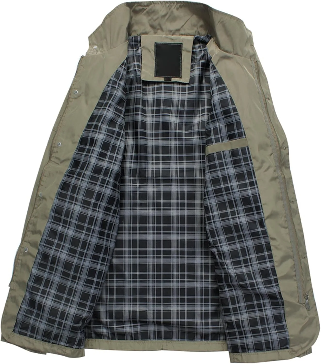 Мужская куртка в стиле милитари с воротником-стойкой, повседневная, из хлопка, ветрозащитная, легкая, на подкладке из искусственного меха Generic, зеленый — фото 3